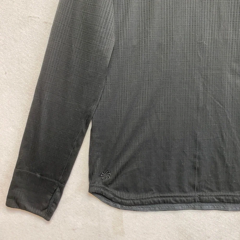Nike Yoga Dri-FIT Top Womens Small Black Long Sleeve Textured Raglan Shirt